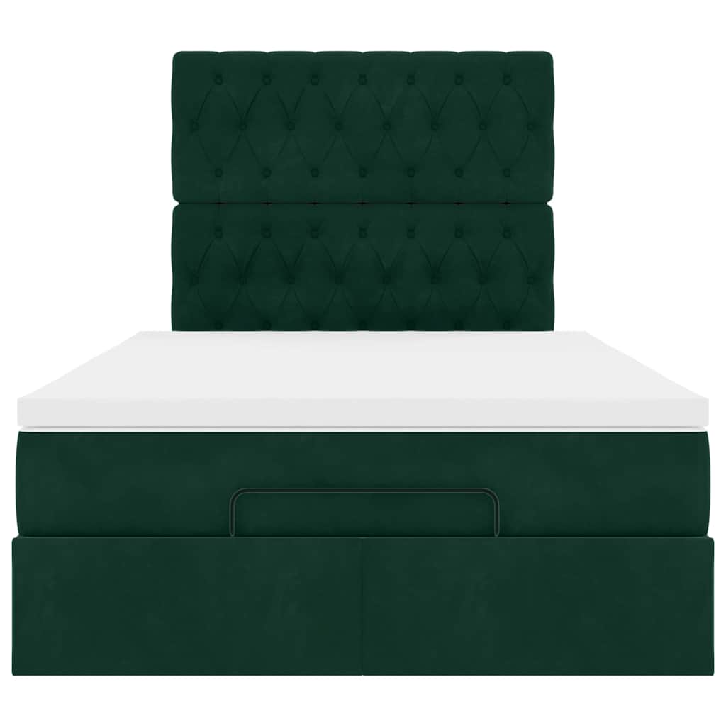 Ottoman-Bett mit Matratzen Dunkelgrün 120x200 cm Samt