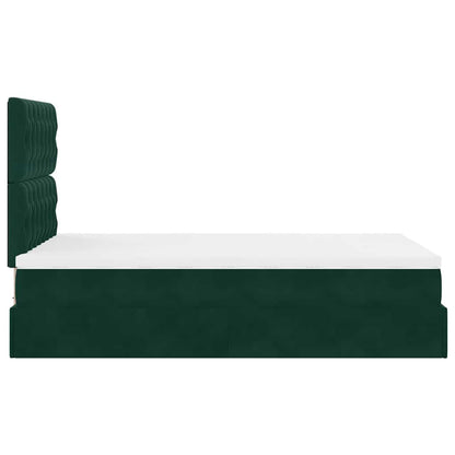 Ottoman-Bett mit Matratzen Dunkelgrün 120x200 cm Samt
