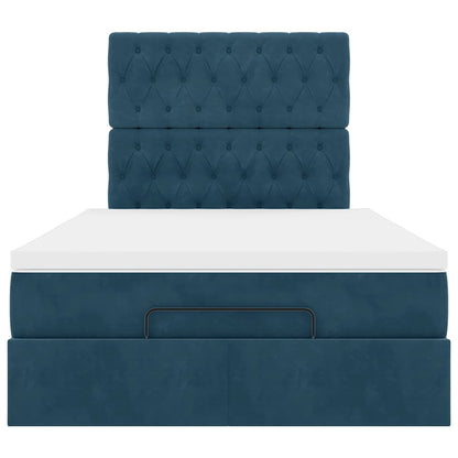Ottoman-Bett mit Matratzen Dunkelblau 120x200 cm Samt