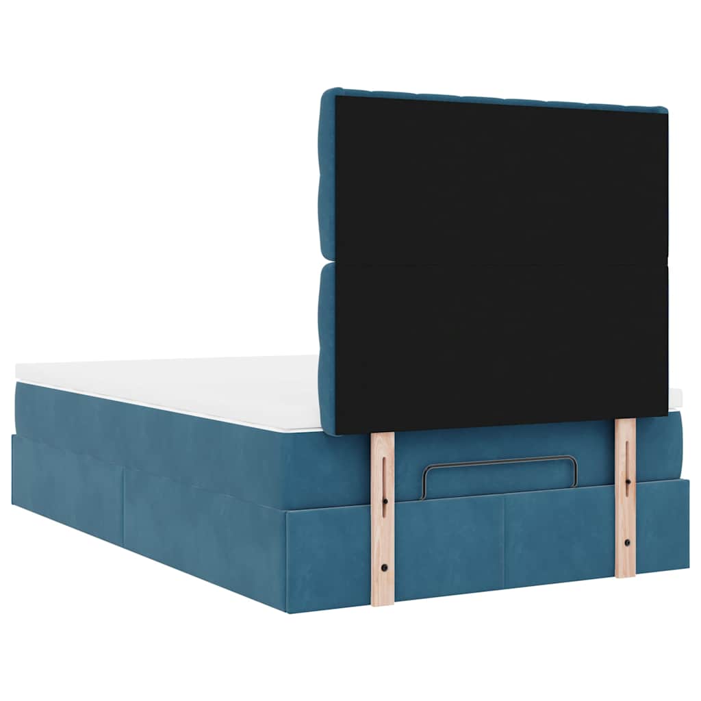 Lit ottoman avec matelas bleu foncé 120x200 cm velours