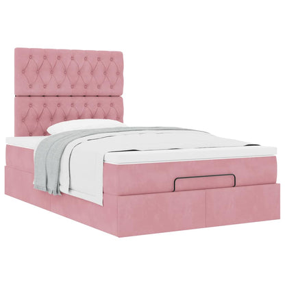 Ottoman-Bett mit Matratzen Rosa 120x200 cm Samt
