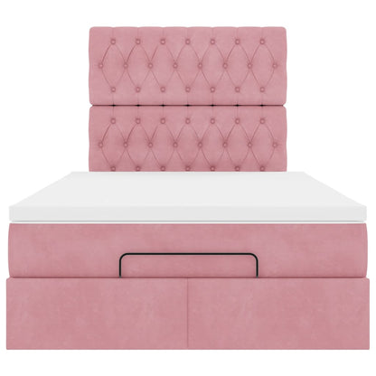 Ottoman-Bett mit Matratzen Rosa 120x200 cm Samt