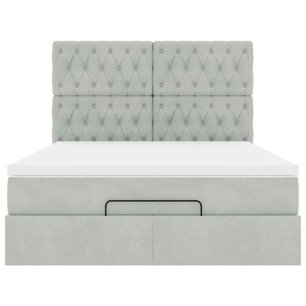 Ottoman-Bett mit Matratzen Hellgrau 140x190 cm Samt