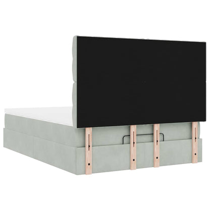 Ottoman-Bett mit Matratzen Hellgrau 140x190 cm Samt