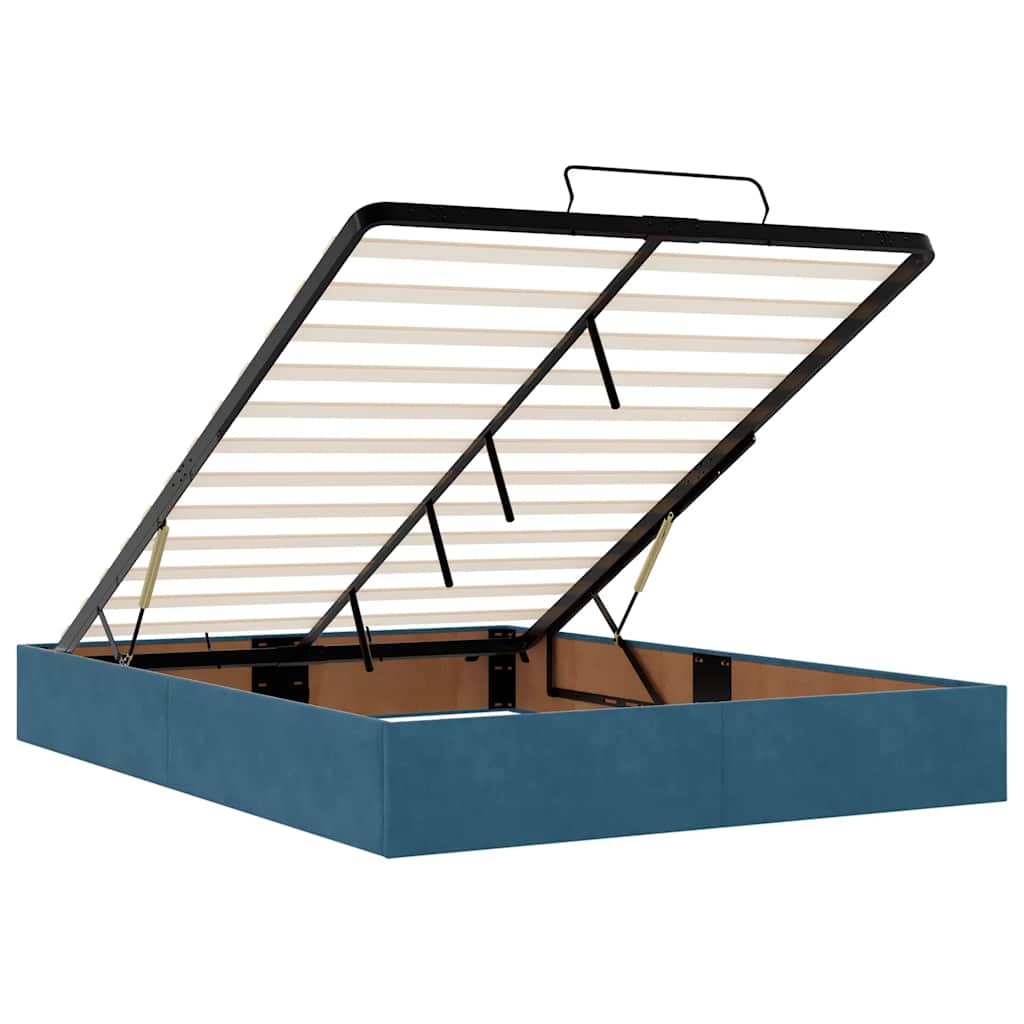 Lit ottoman avec matelas bleu foncé 140x190 cm velours