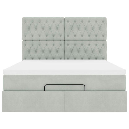 Ottoman-Bett mit Matratzen Hellgrau 140x200 cm Samt