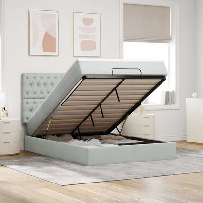 Ottoman-Bett mit Matratzen Hellgrau 140x200 cm Samt