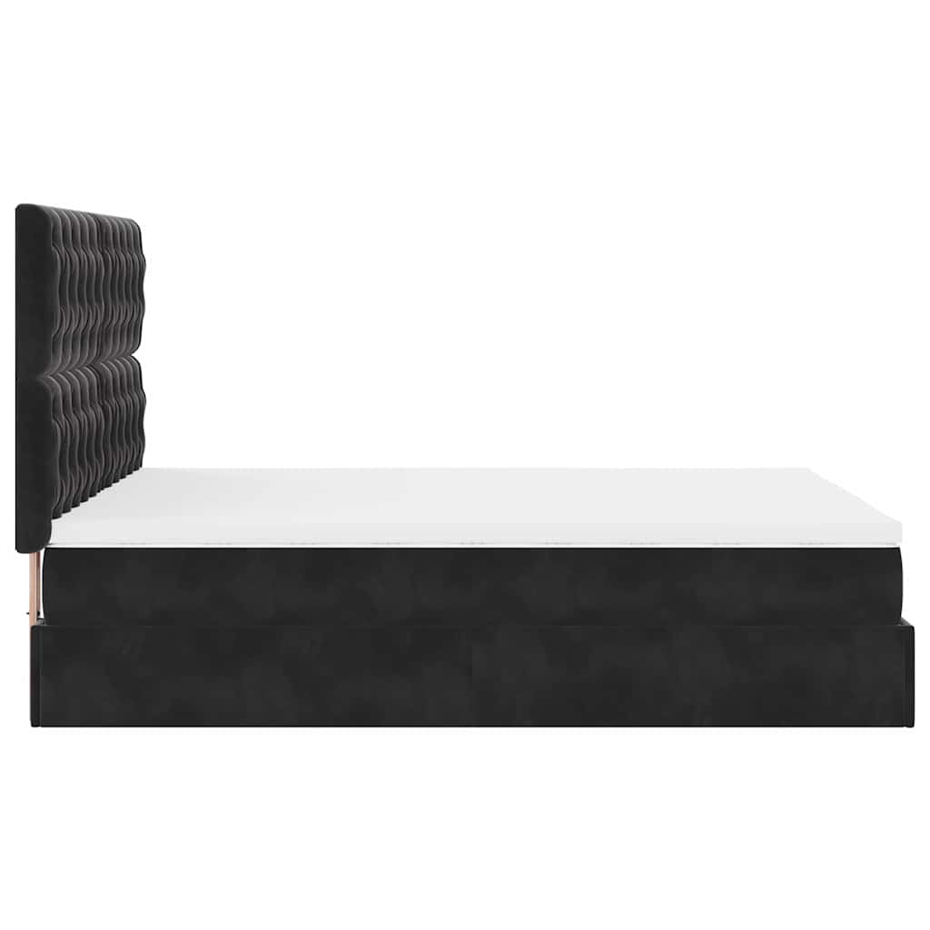 Ottoman-Bett mit Matratzen Schwarz 140x200 cm Samt