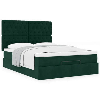 Ottoman-Bett mit Matratzen Dunkelgrün 140x200 cm Samt