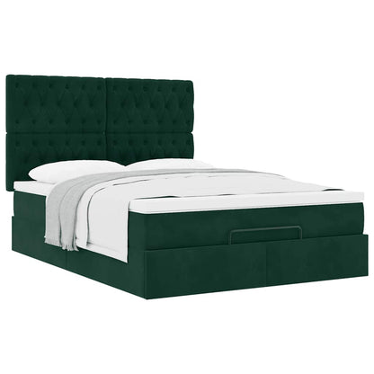 Ottoman-Bett mit Matratzen Dunkelgrün 140x200 cm Samt