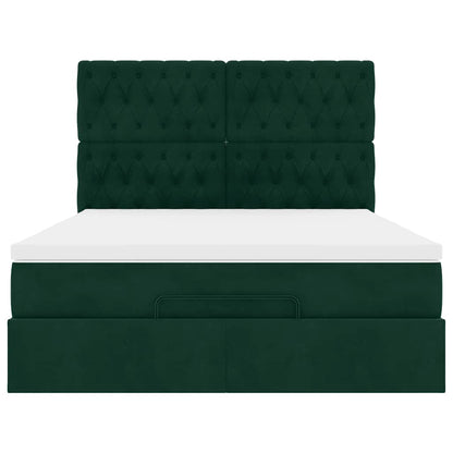 Ottoman-Bett mit Matratzen Dunkelgrün 140x200 cm Samt