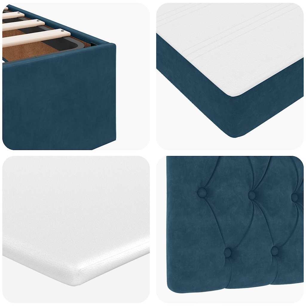 Ottoman-Bett mit Matratzen Dunkelblau 140x200 cm Samt