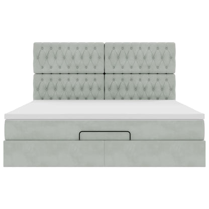 Ottoman-Bett mit Matratzen Hellgrau 160x200 cm Samt