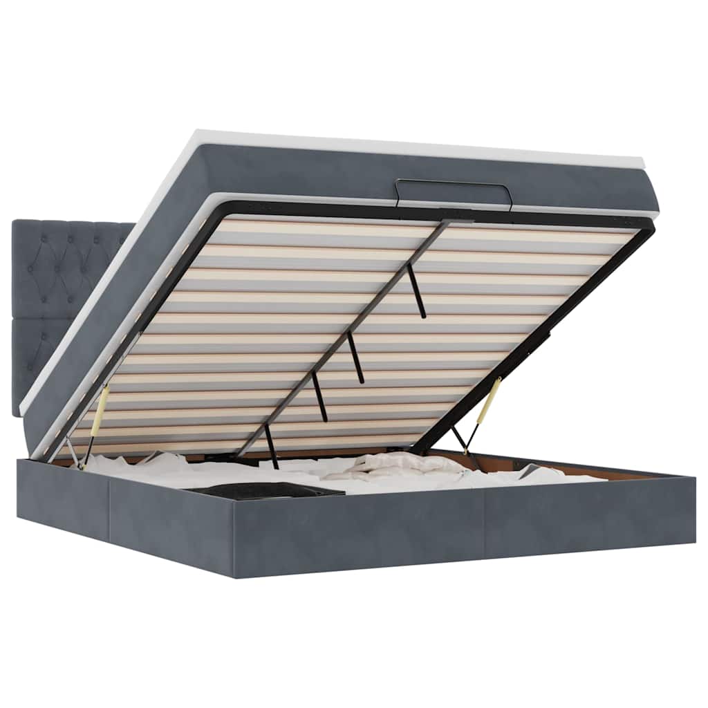 Ottoman-Bett mit Matratzen Dunkelgrau 160x200 cm Samt