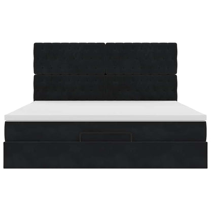 Ottoman-Bett mit Matratzen Schwarz 160x200 cm Samt