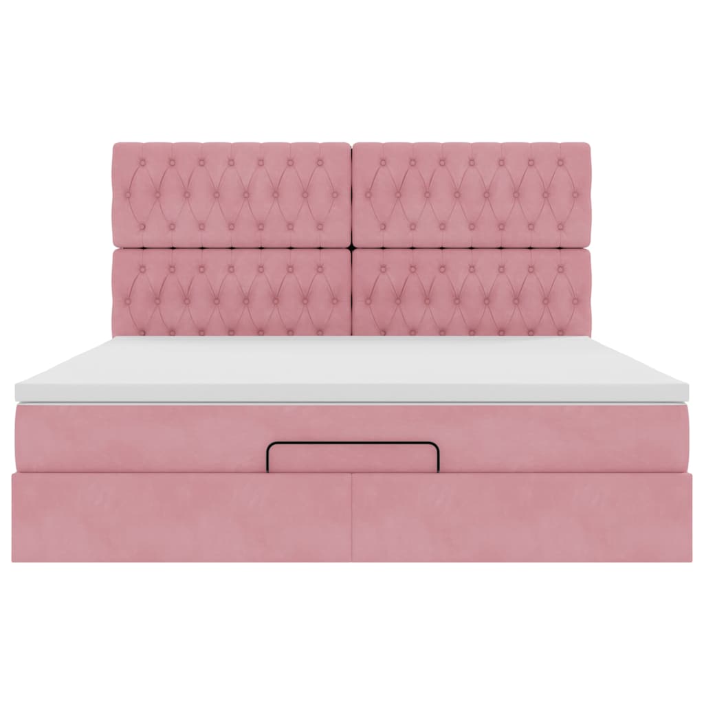 Ottoman-Bett mit Matratzen Rosa 160x200 cm Samt
