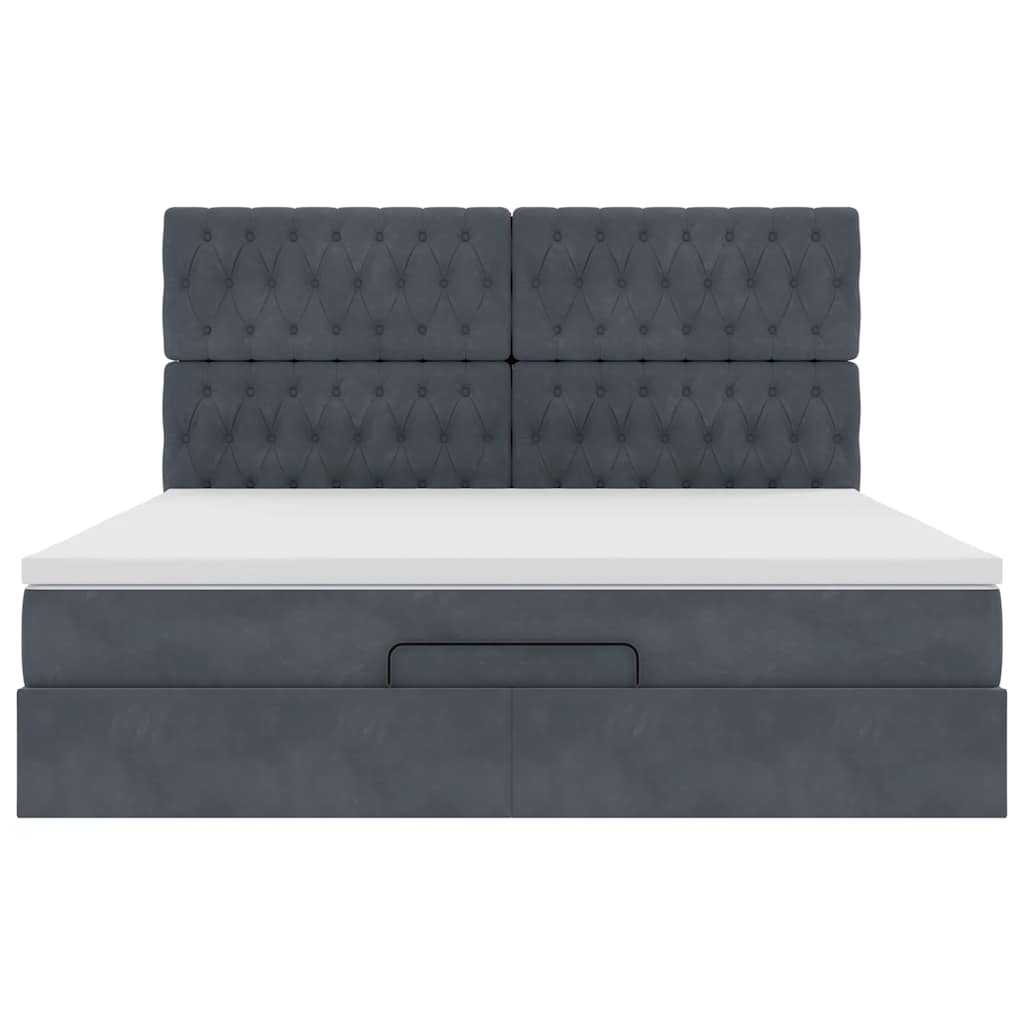 Ottoman-Bett mit Matratzen Dunkelgrau 180x200 cm Samt
