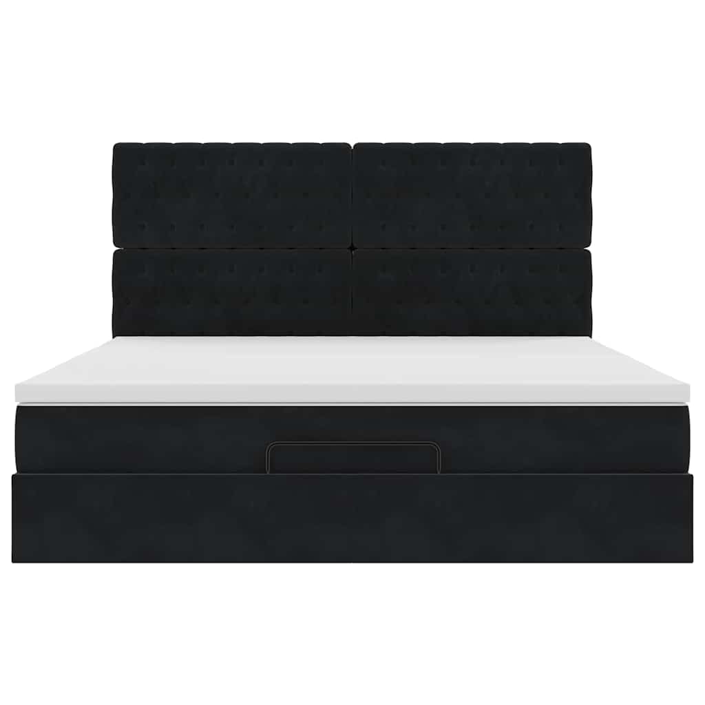 Ottoman-Bett mit Matratzen Schwarz 180x200 cm Samt