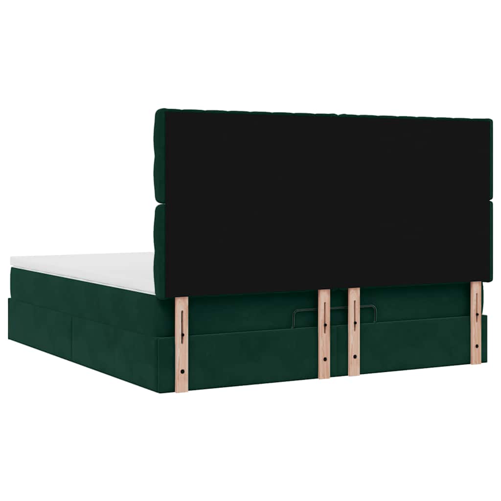 Ottoman-Bett mit Matratzen Dunkelgrün 180x200 cm Samt