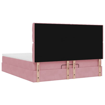 Ottoman-Bett mit Matratzen Rosa 180x200 cm Samt