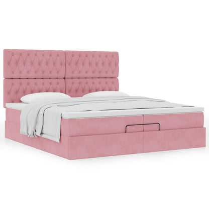 Ottoman-Bett mit Matratzen Rosa 200x200 cm Samt