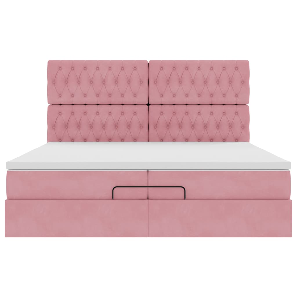 Ottoman-Bett mit Matratzen Rosa 200x200 cm Samt
