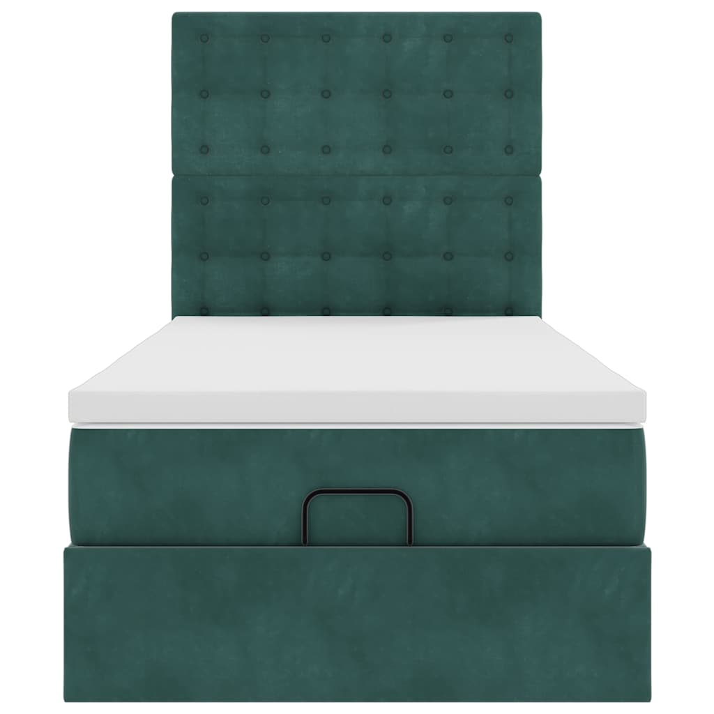 Ottoman-Bett mit Matratzen Dunkelgrün 80x200 cm Samt