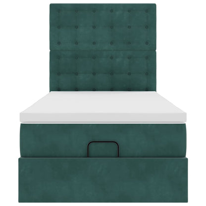 Ottoman-Bett mit Matratzen Dunkelgrün 80x200 cm Samt