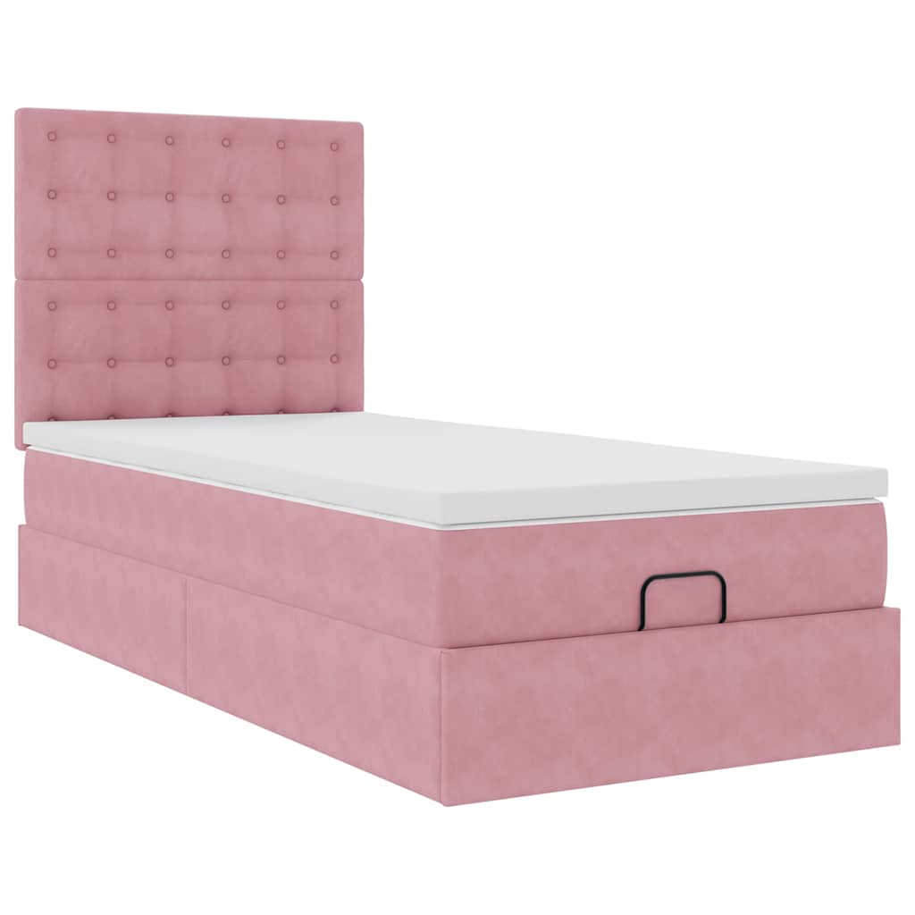 Ottoman-Bett mit Matratzen Rosa 80x200 cm Samt