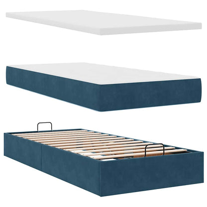 Ottoman-Bett mit Matratzen Dunkelblau 90x190 cm Samt