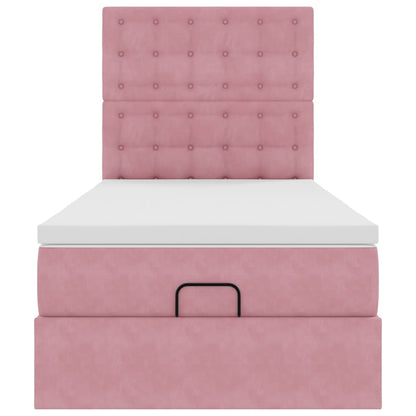 Ottoman-Bett mit Matratzen Rosa 100x200 cm Samt