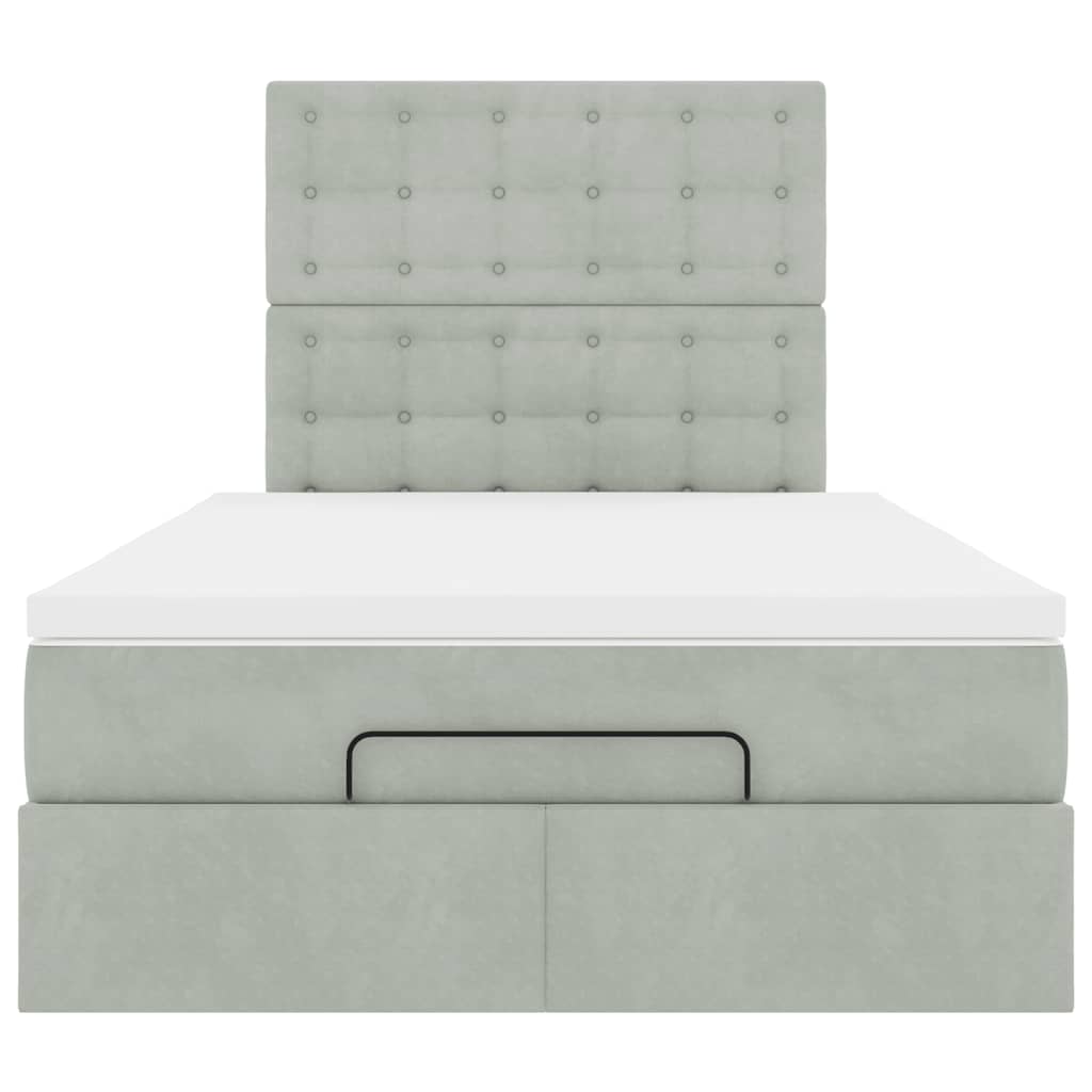 Ottoman-Bett mit Matratzen Hellgrau 120x190 cm Samt
