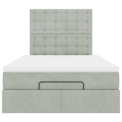 Ottoman-Bett mit Matratzen Hellgrau 120x190 cm Samt