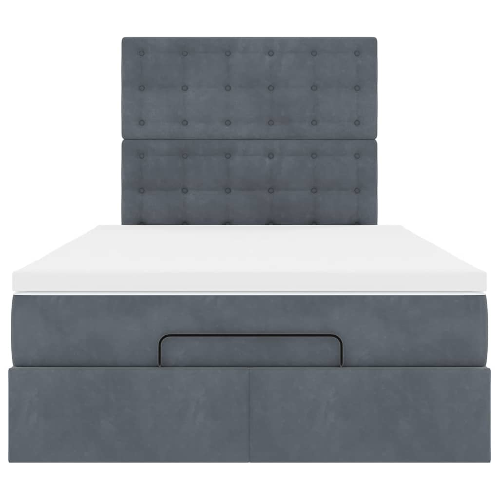 Ottoman-Bett mit Matratzen Dunkelgrau 120x190 cm Samt