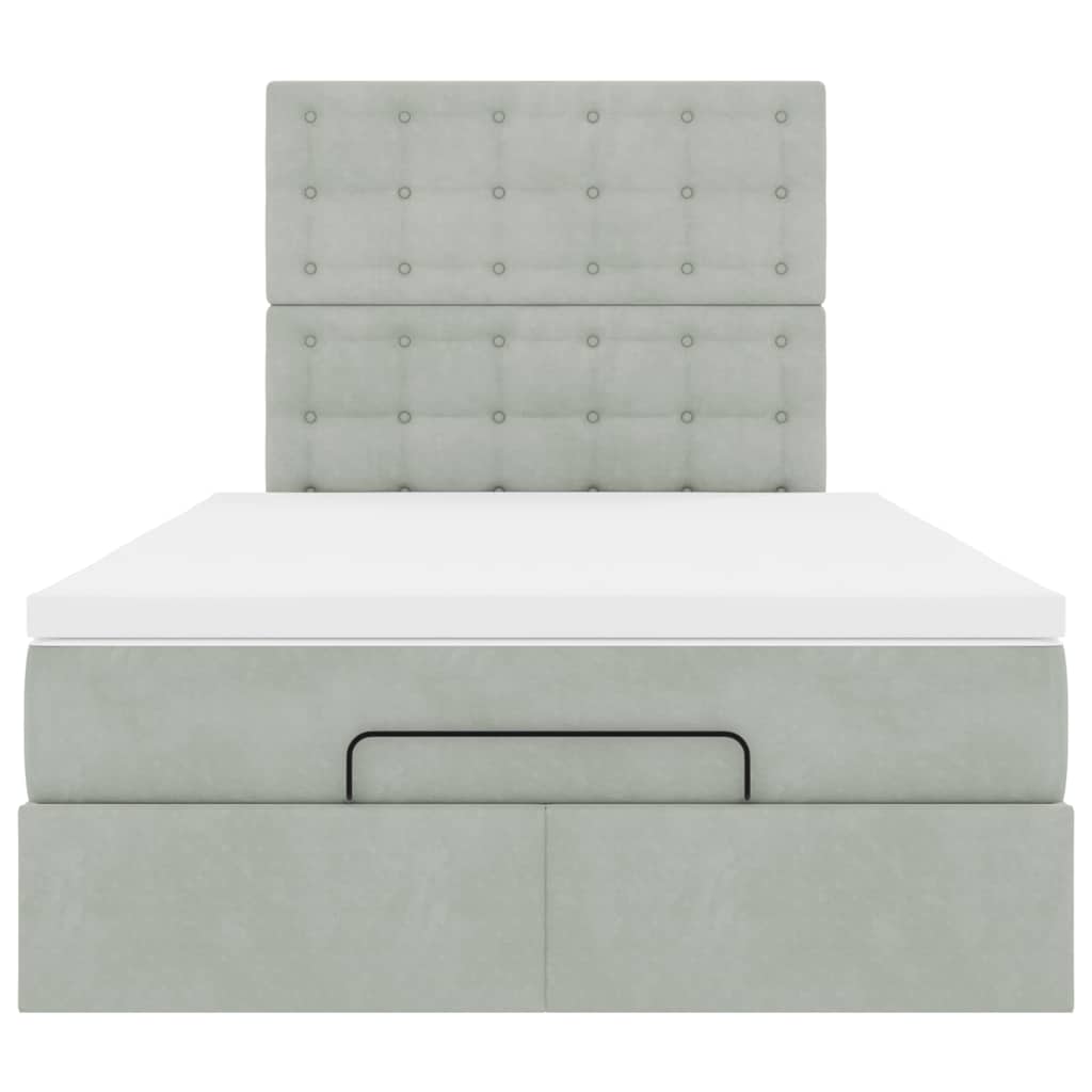Lit ottoman avec matelas gris clair 120x200 cm velours