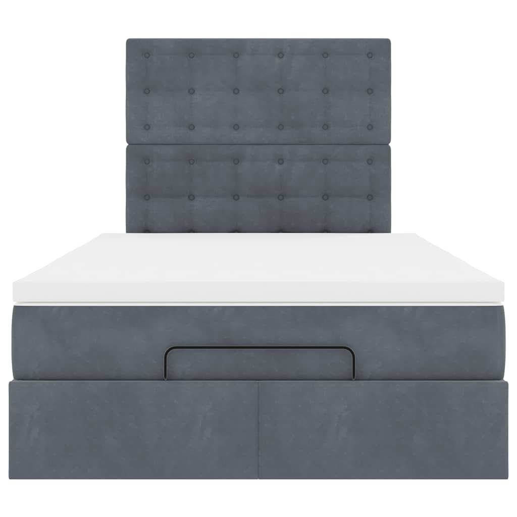 Ottoman-Bett mit Matratzen Dunkelgrau 120x200 cm Samt