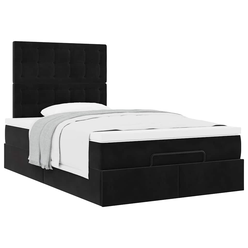 Ottoman bed with mattresses black 120x200 cm velvet