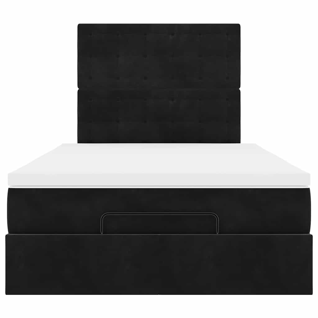 Ottoman bed with mattresses black 120x200 cm velvet