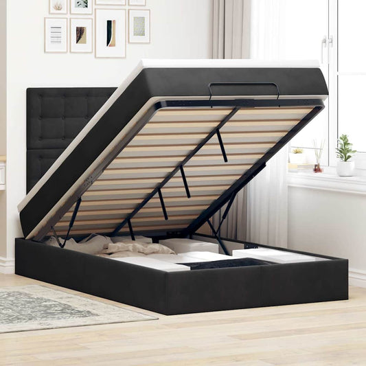 Ottoman bed with mattresses black 120x200 cm velvet