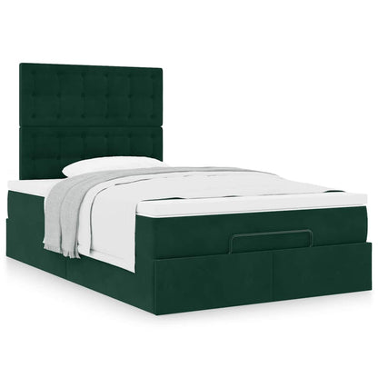 Ottoman-Bett mit Matratzen Dunkelgrün 120x200 cm Samt