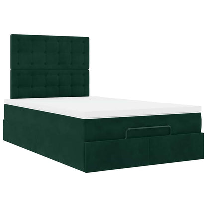 Ottoman-Bett mit Matratzen Dunkelgrün 120x200 cm Samt