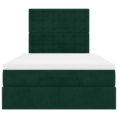 Ottoman-Bett mit Matratzen Dunkelgrün 120x200 cm Samt