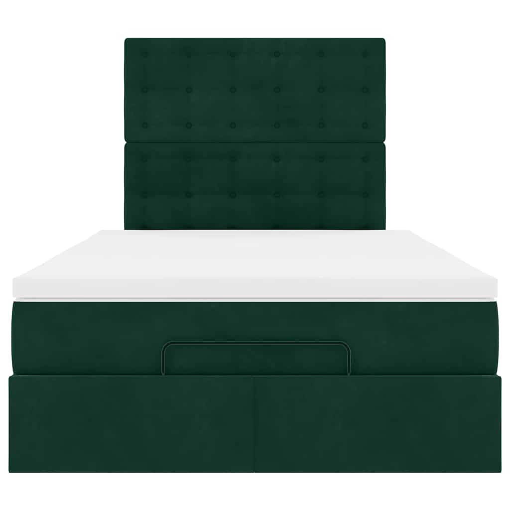 Ottoman-Bett mit Matratzen Dunkelgrün 120x200 cm Samt