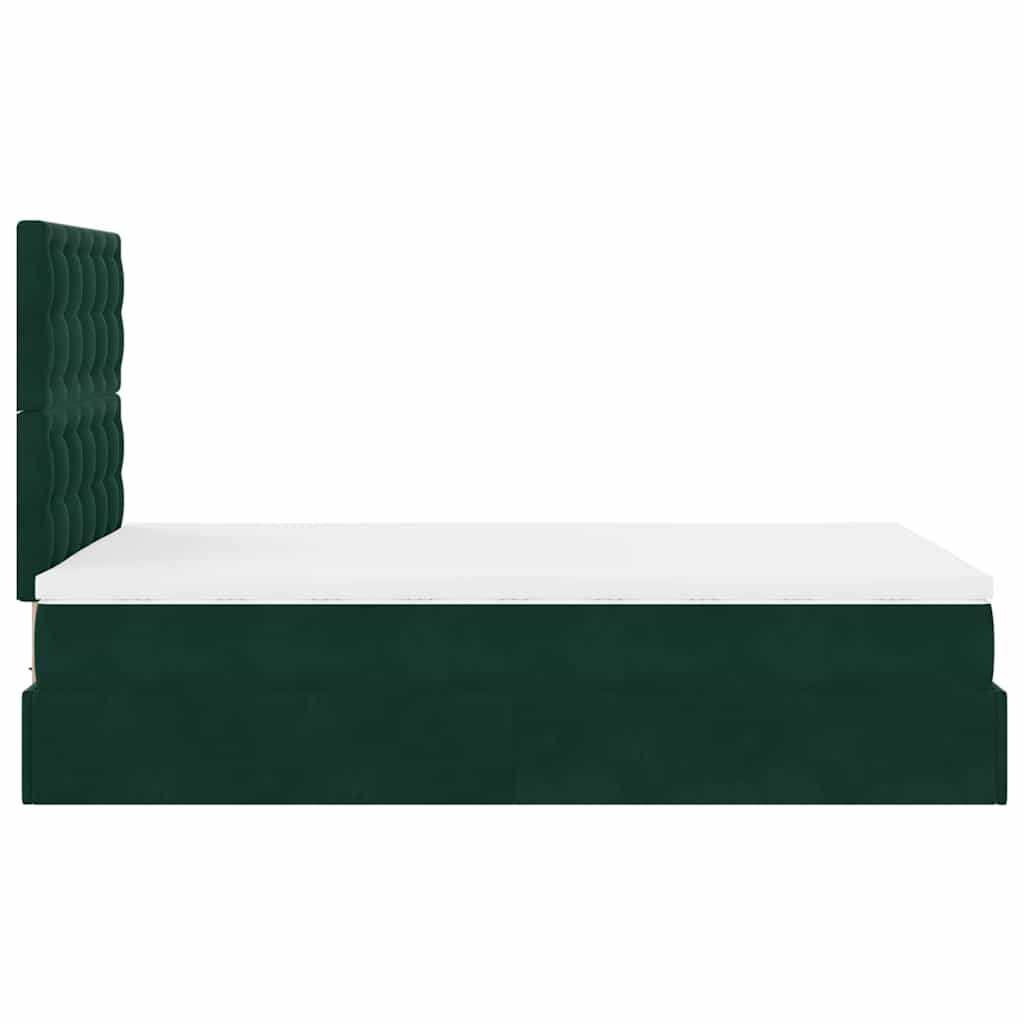 Ottoman-Bett mit Matratzen Dunkelgrün 120x200 cm Samt