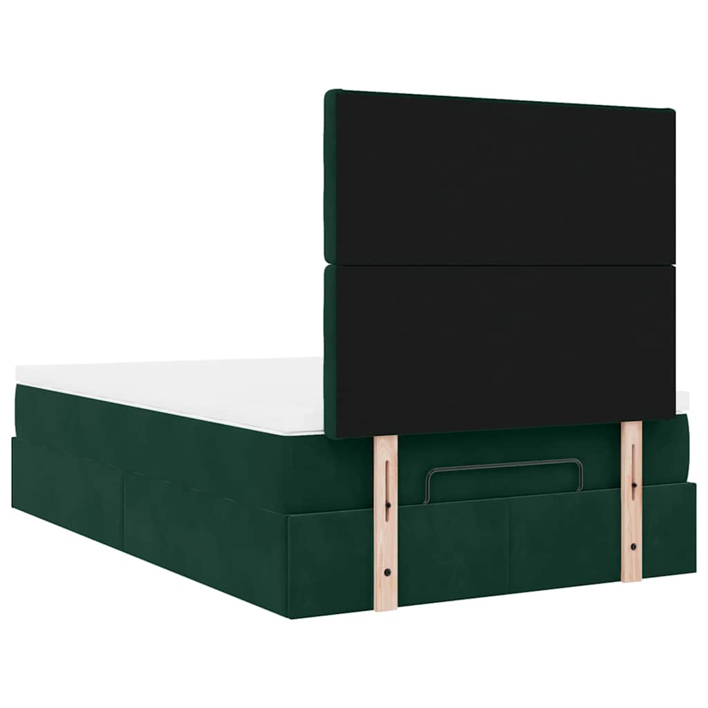 Ottoman-Bett mit Matratzen Dunkelgrün 120x200 cm Samt