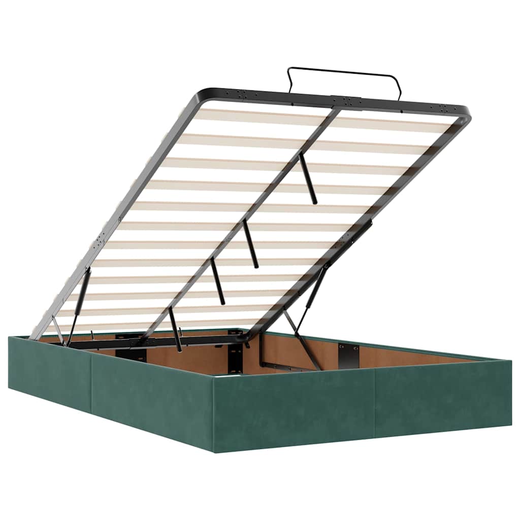 Ottoman-Bett mit Matratzen Dunkelgrün 120x200 cm Samt
