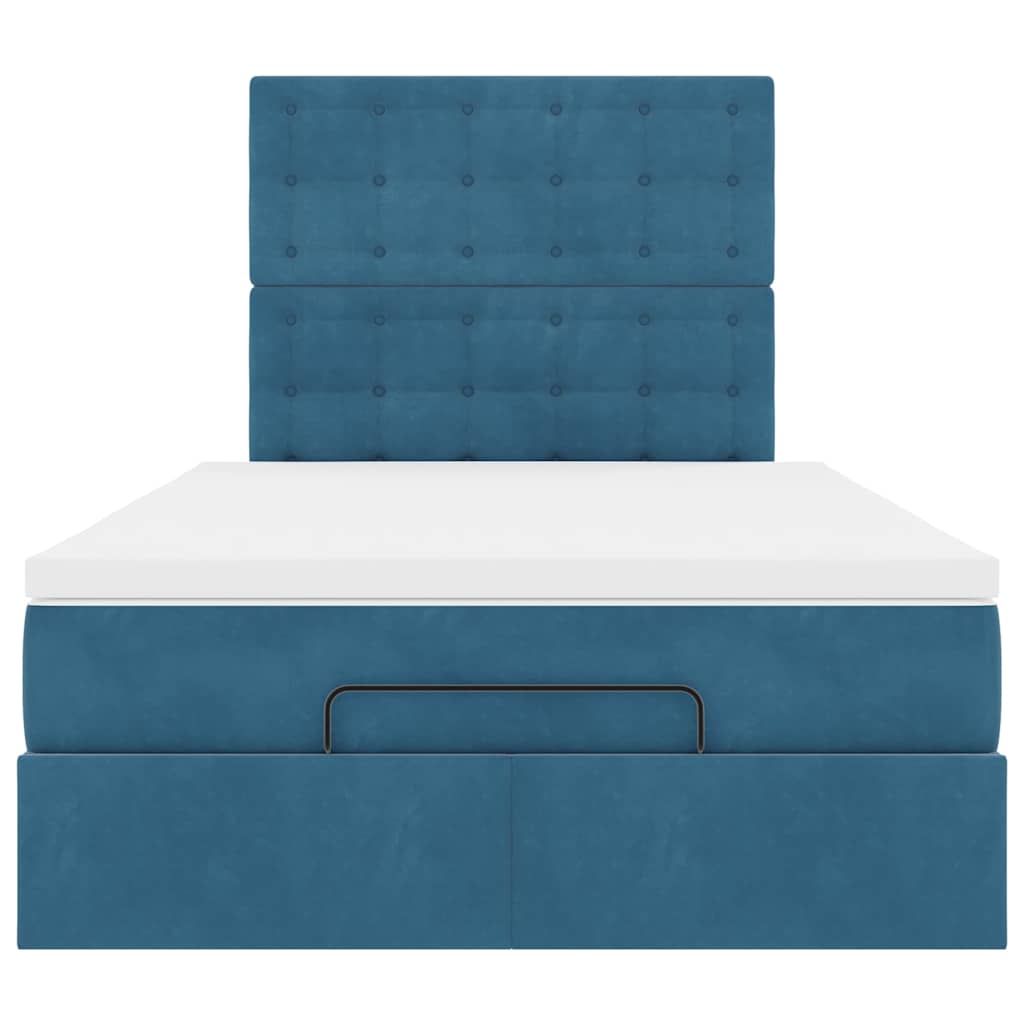 Ottoman-Bett mit Matratzen Dunkelblau 120x200 cm Samt
