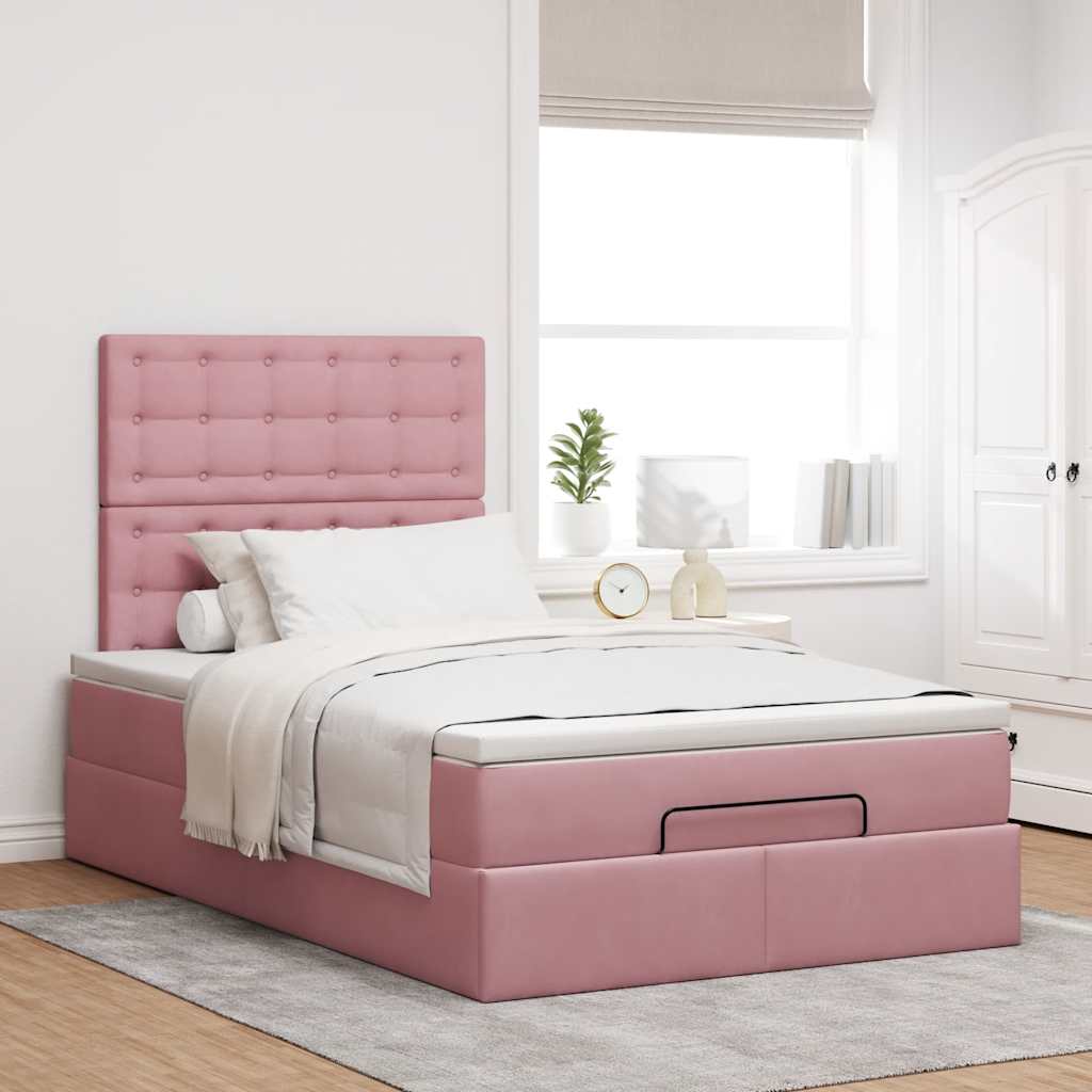 Ottoman-Bett mit Matratzen Rosa 120x200 cm Samt