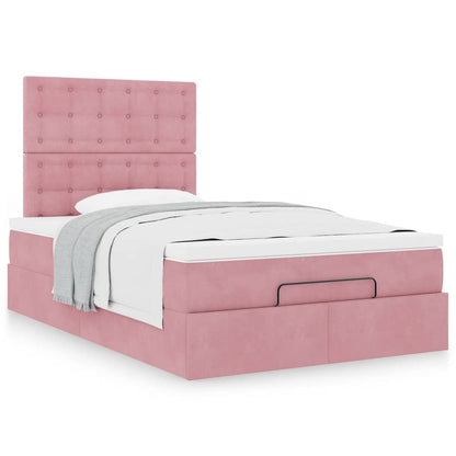 Ottoman-Bett mit Matratzen Rosa 120x200 cm Samt