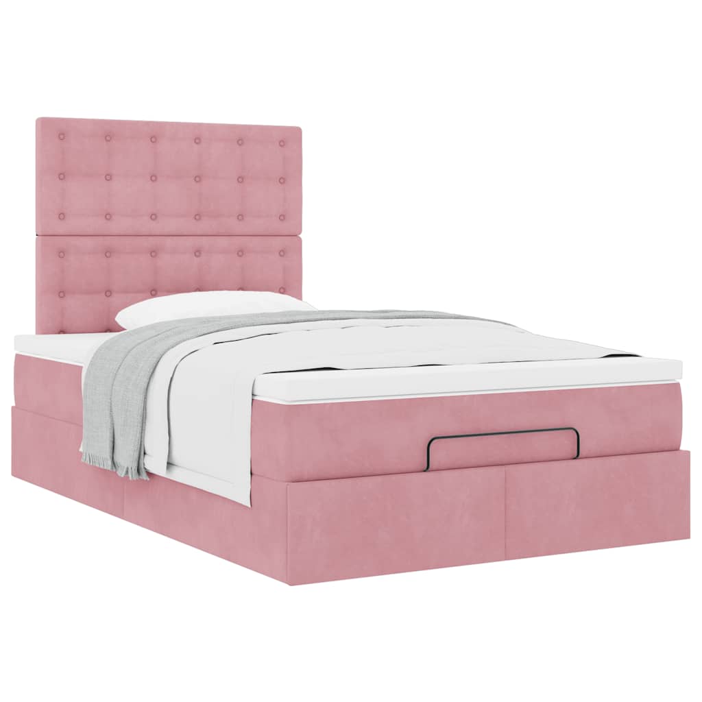 Ottoman-Bett mit Matratzen Rosa 120x200 cm Samt